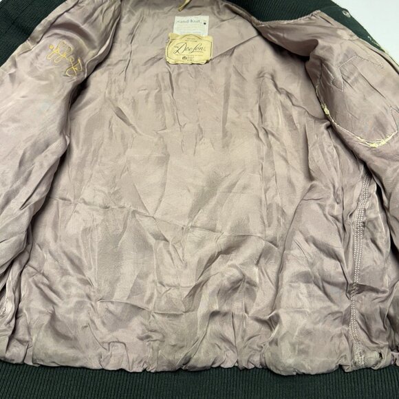 Vintage Sand Knit Doe Lon Letterman Varsity Jacket Mens 40 21x25 Chain Stitch - Picture 11 of 16